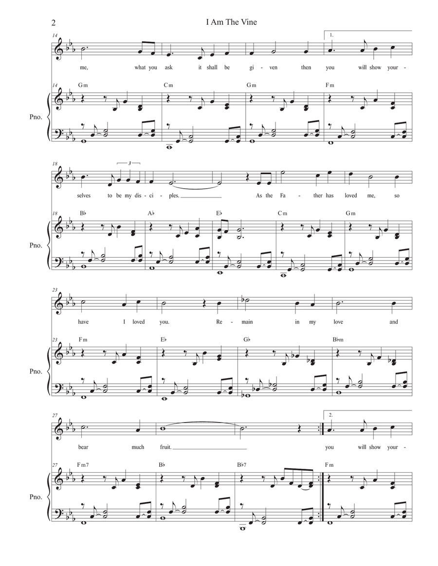I Am The Vine (Unison choir) Unison Choir scores gallery preview page 2