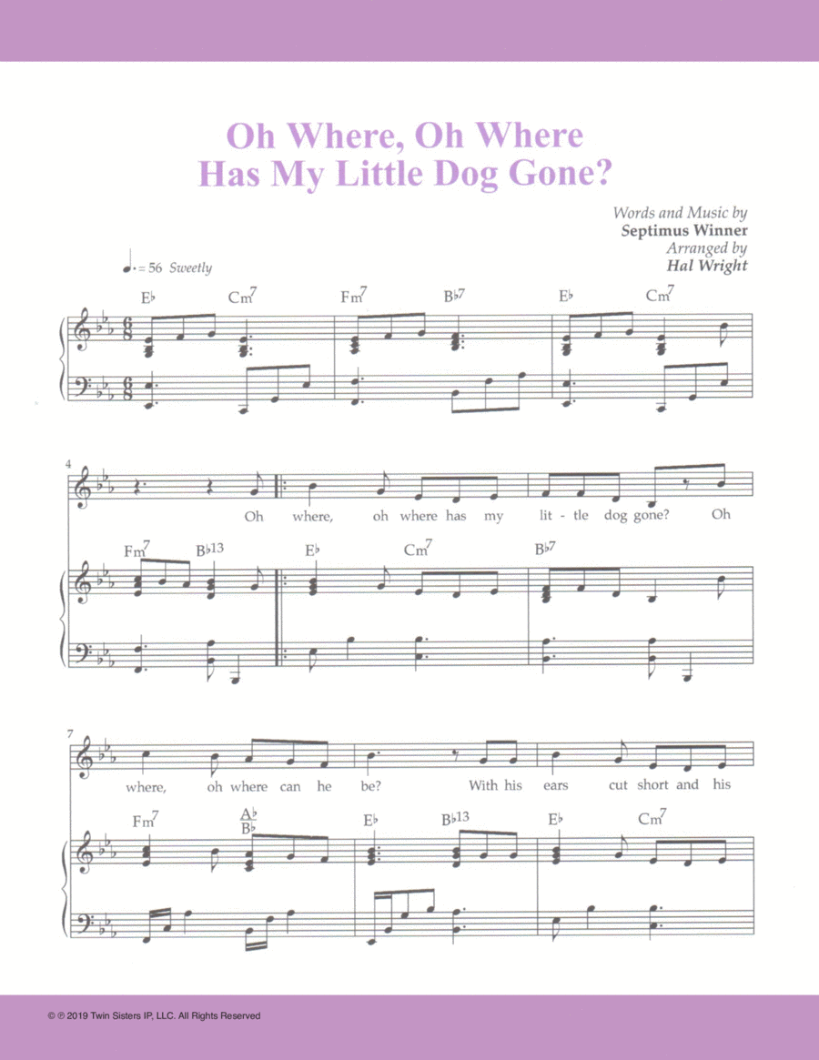 Oh, Where Oh Where Has My Little Dog Gone? Voice scores gallery preview page 1
