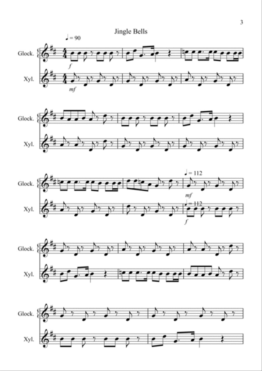 8 Easy Christmas Duets for Glockenspiel and Xylophone Duet Glockenspiel scores gallery preview page 3