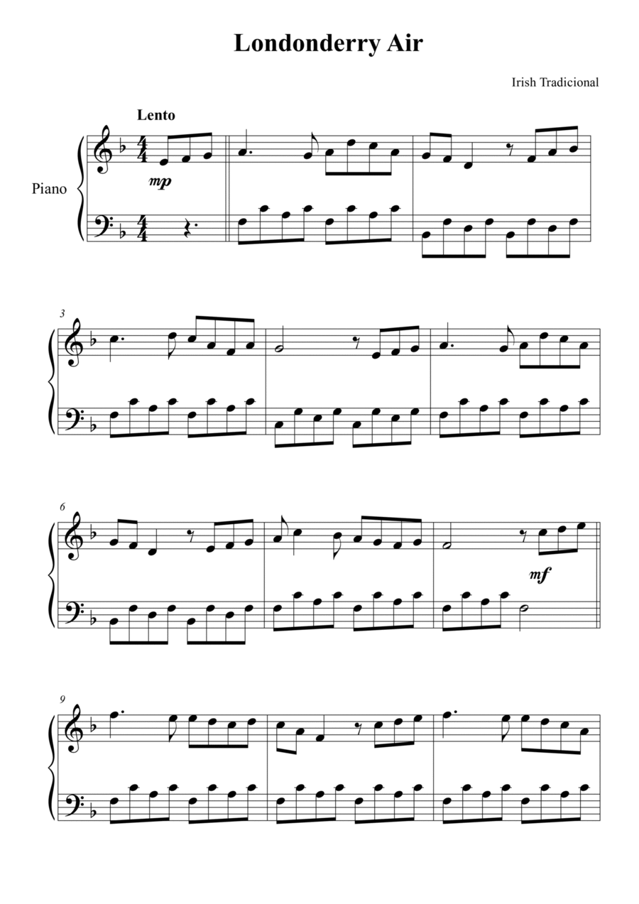 Londonderry Air Easy Piano scores gallery preview page 1