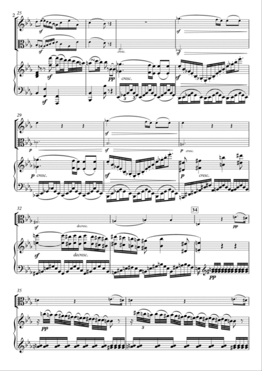 Adagio from Trio Op.11 for Violin (Clarinet), Viola & Piano Small Ensemble scores gallery preview page 2