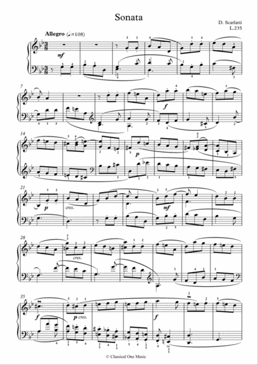 Scarlatti-Sonata in g-minor L.235 K.315(piano) Scarlatti-Sonata in g-minor L.235 K.315(piano) Piano Solo scores gallery preview page 2