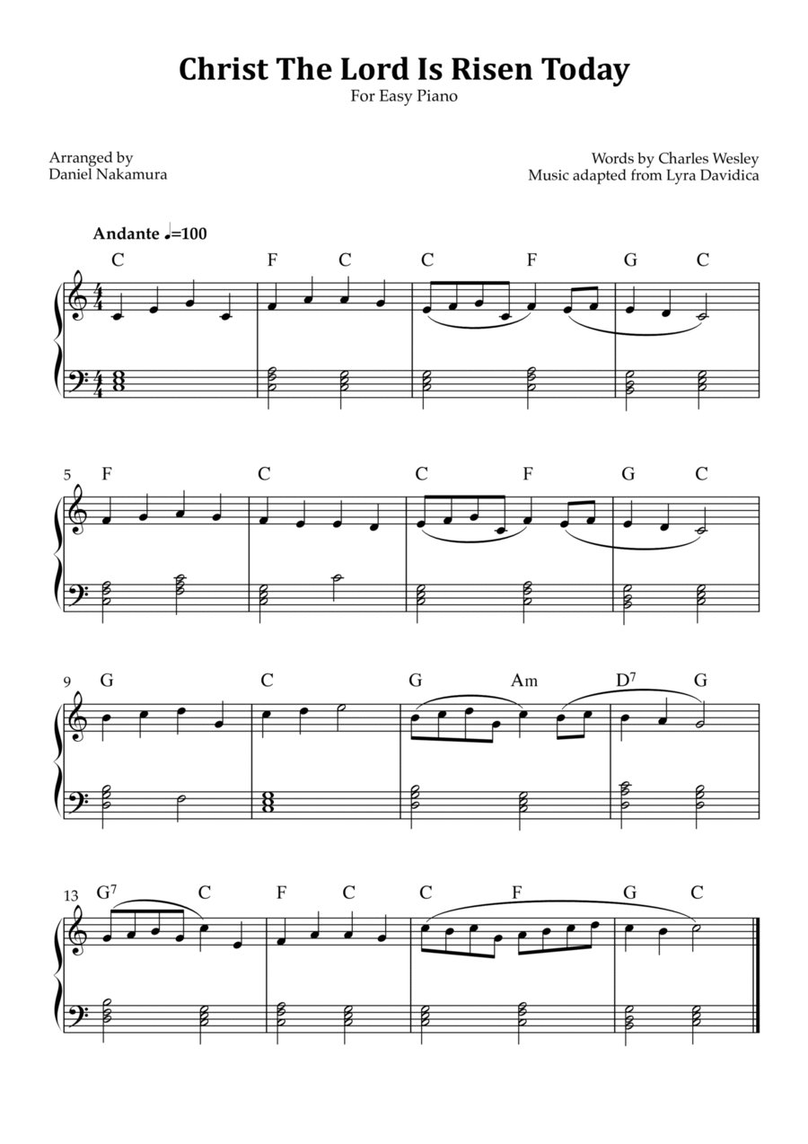 Christ The Lord Is Risen Today (Easy Piano) Easy Piano scores gallery preview page 1