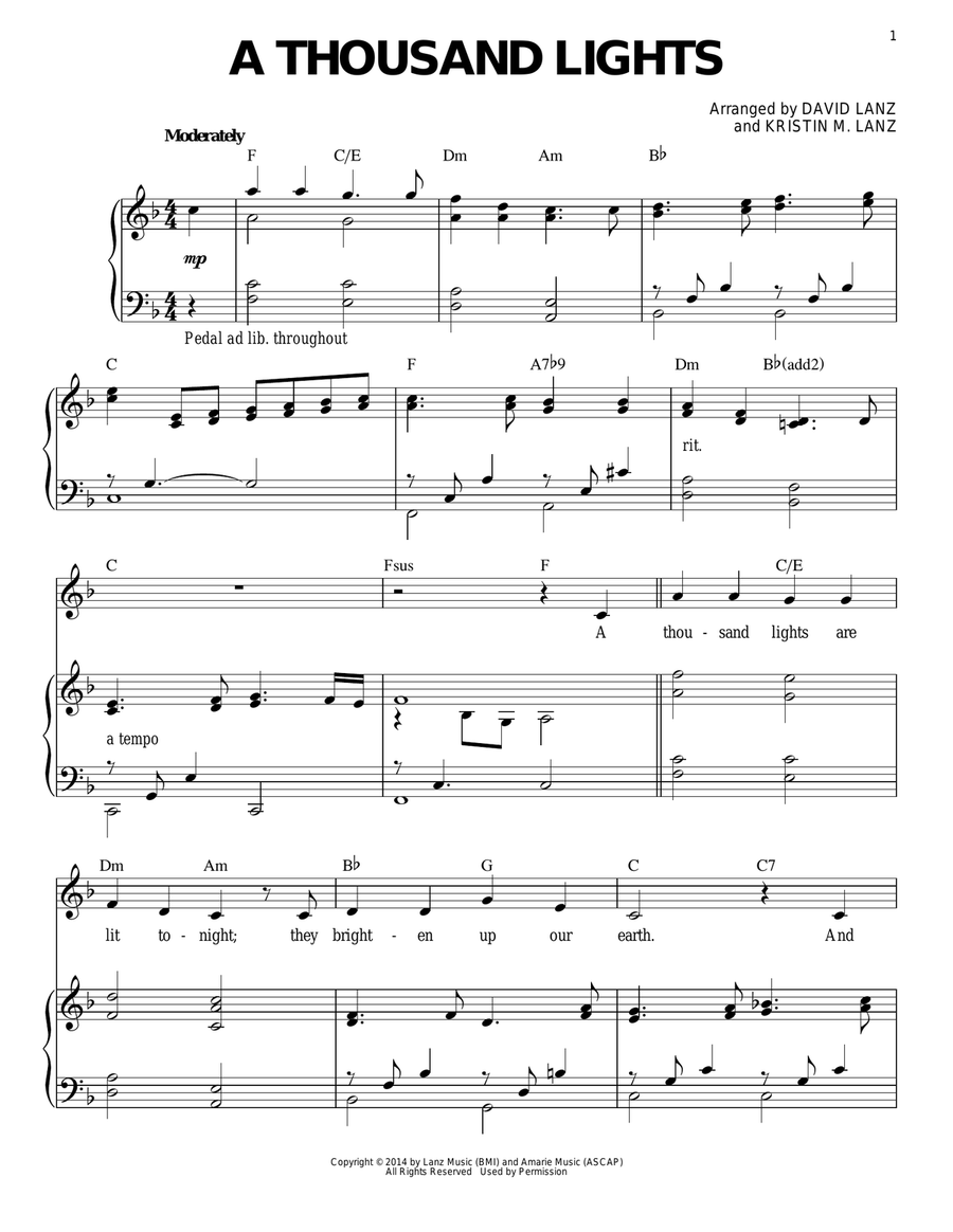 A Thousand Lights Piano Solo scores gallery preview page 1