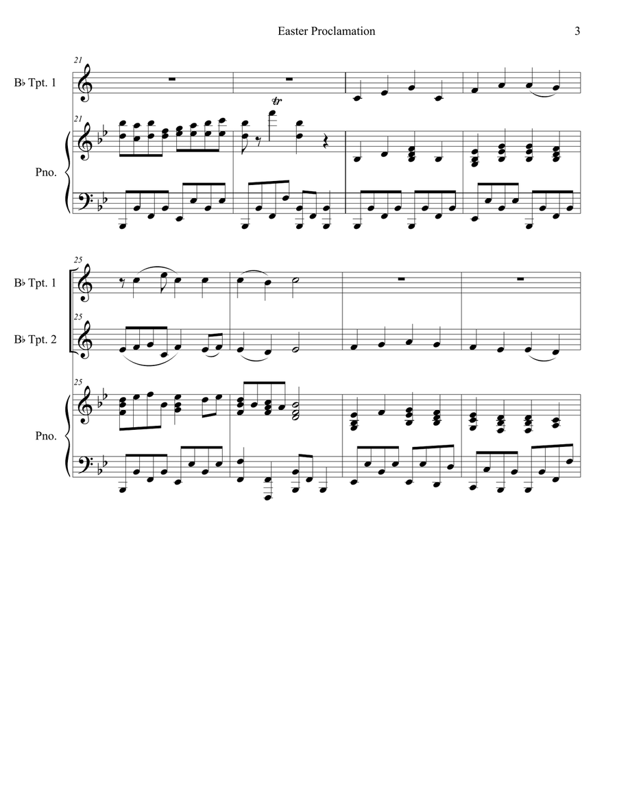 Easter Proclamation (The Risen Christ) (Duet for Bb-Trumpet) Trumpet Duet scores gallery preview page 3