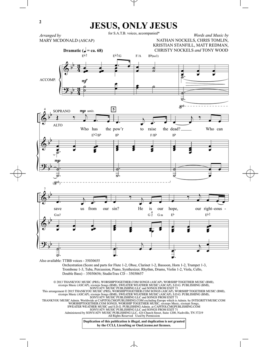 Jesus, Only Jesus Jesus, Only Jesus 4-Part scores gallery preview page 1