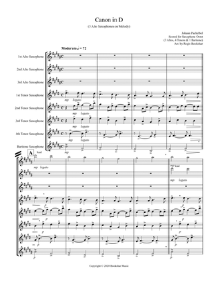 Book cover for Canon in D (Pachelbel) (D) (Saxophone Octet - 3 Alto, 4 Tenor, 1 Bari) (3 Alto lead)