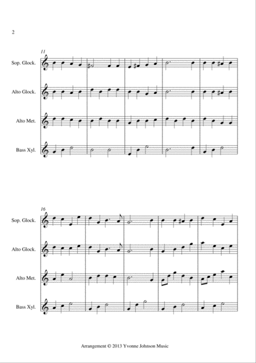 O Little Town Of Bethlehem - For Orff Ensemble Percussion Ensemble scores gallery preview page 2
