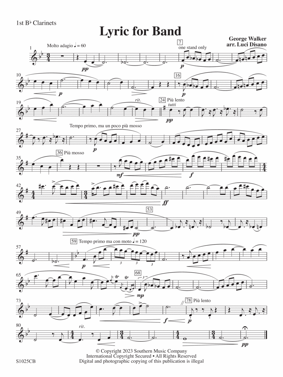 Lyric for Symphonic Band - Clarinet 1 Concert Band scores gallery preview page 1
