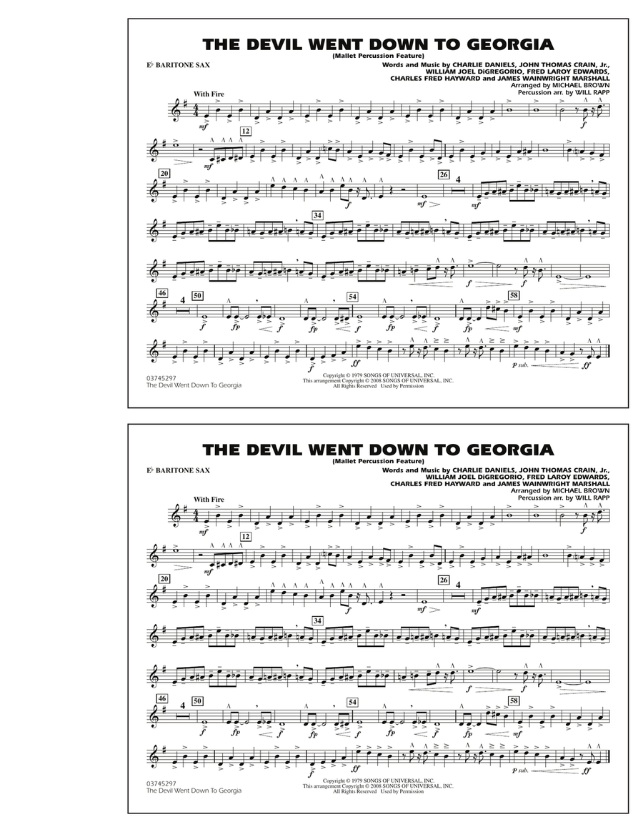 The Devil Went Down to Georgia - Eb Baritone Sax Marching Band scores gallery preview page 1