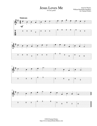 Jesus Loves Me - for easy guitar with TAB