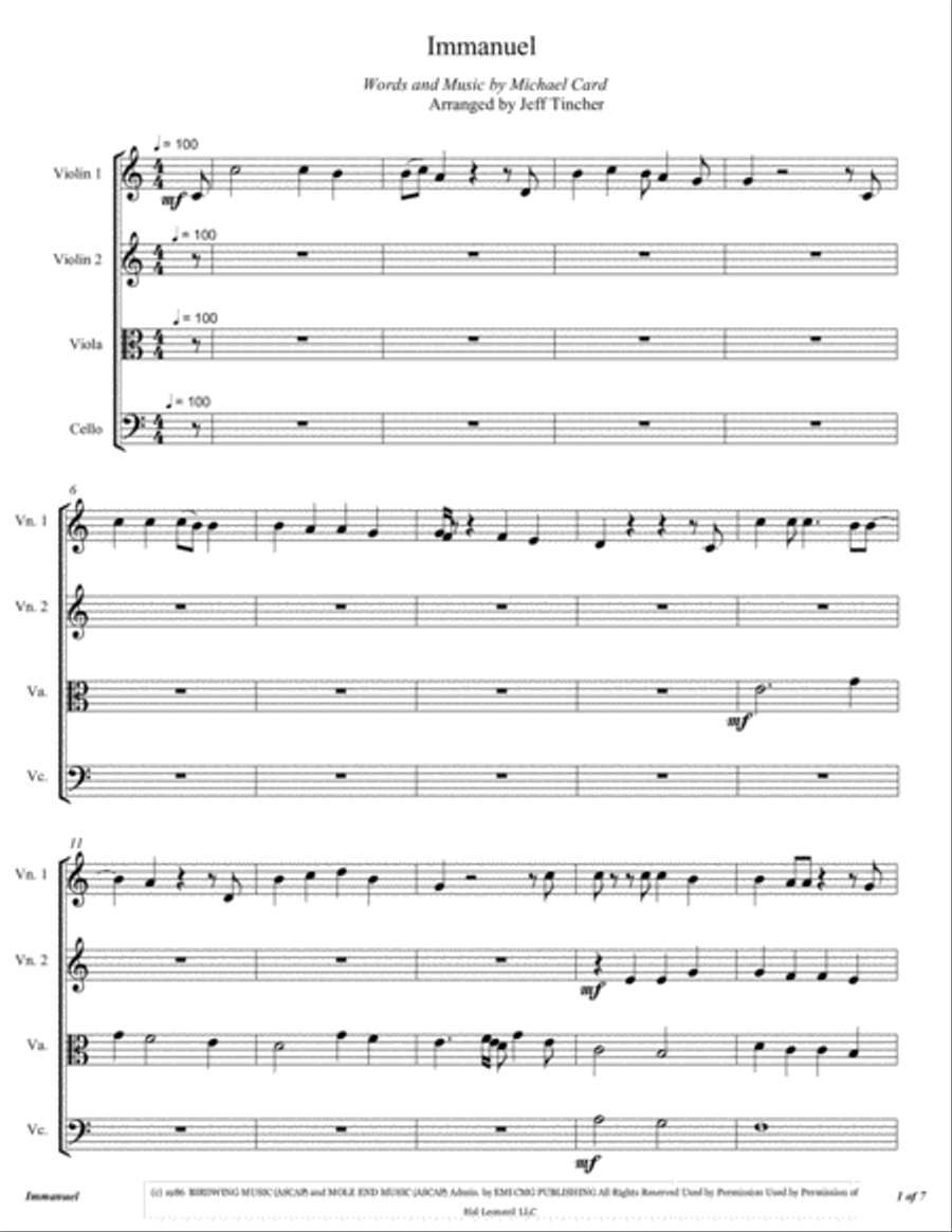 Immanuel Immanuel String Quartet scores gallery preview page 2