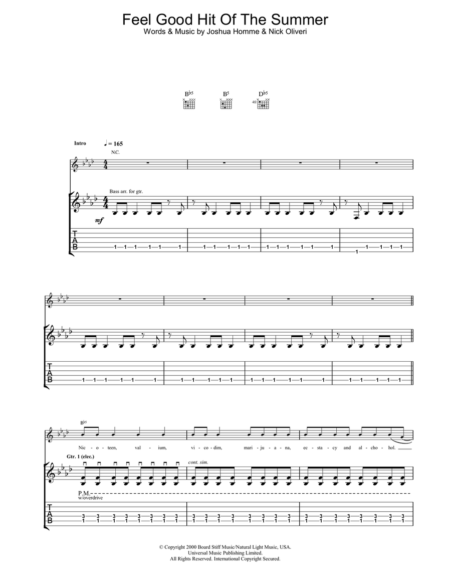 Feel Good Hit Of The Summer Acoustic Guitar scores gallery preview page 1