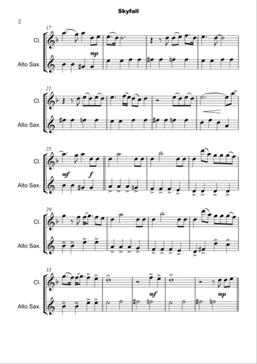Skyfall Woodwind Duet scores gallery preview page 3