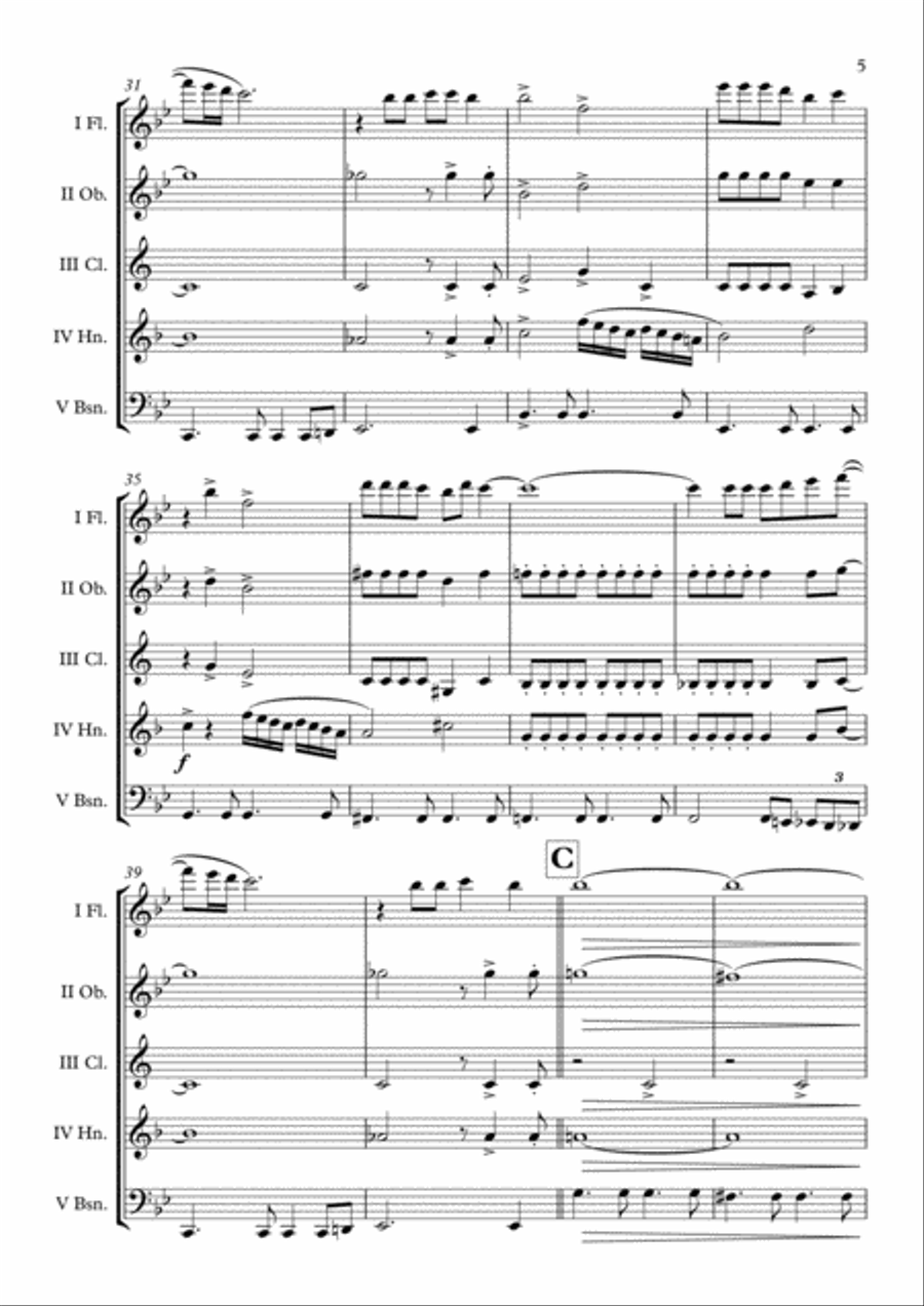 Life On Mars Woodwind Quintet scores gallery preview page 6