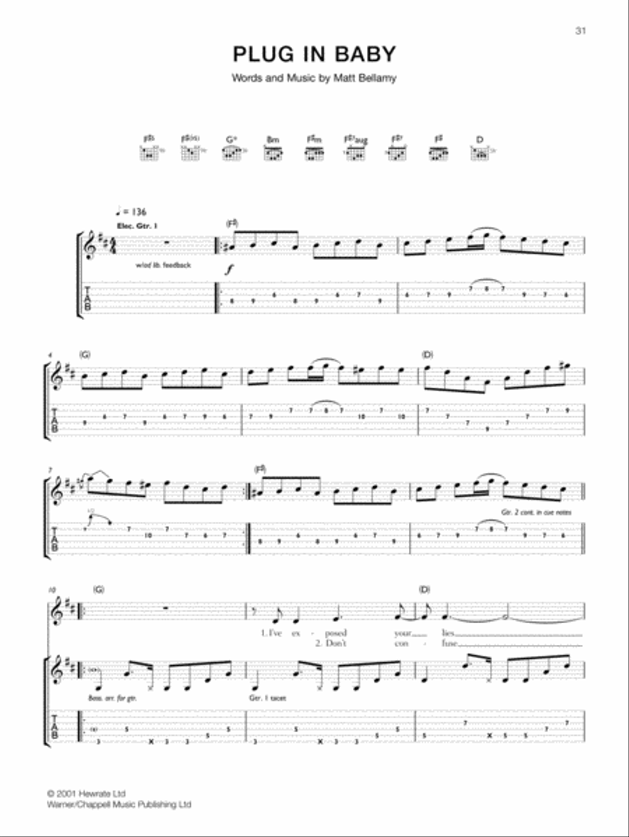 Muse -- Origin of Symmetry Guitar Tablature scores gallery preview page 2