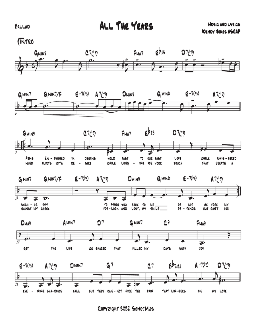 All The Years Piano Solo scores gallery preview page 1
