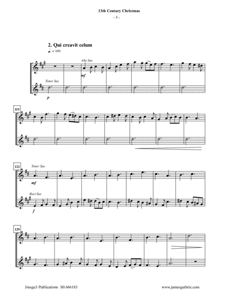 Four Traditional 13th Century Christmas Carols for Sax Trio image number null