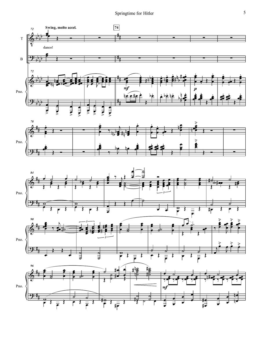 Springtime For Hitler TTBB scores gallery preview page 5