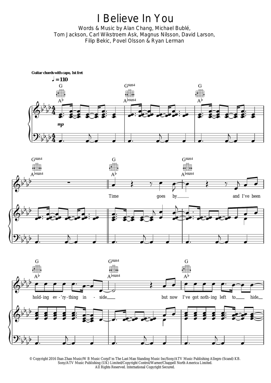 I Believe In You Piano, Vocal scores gallery preview page 1