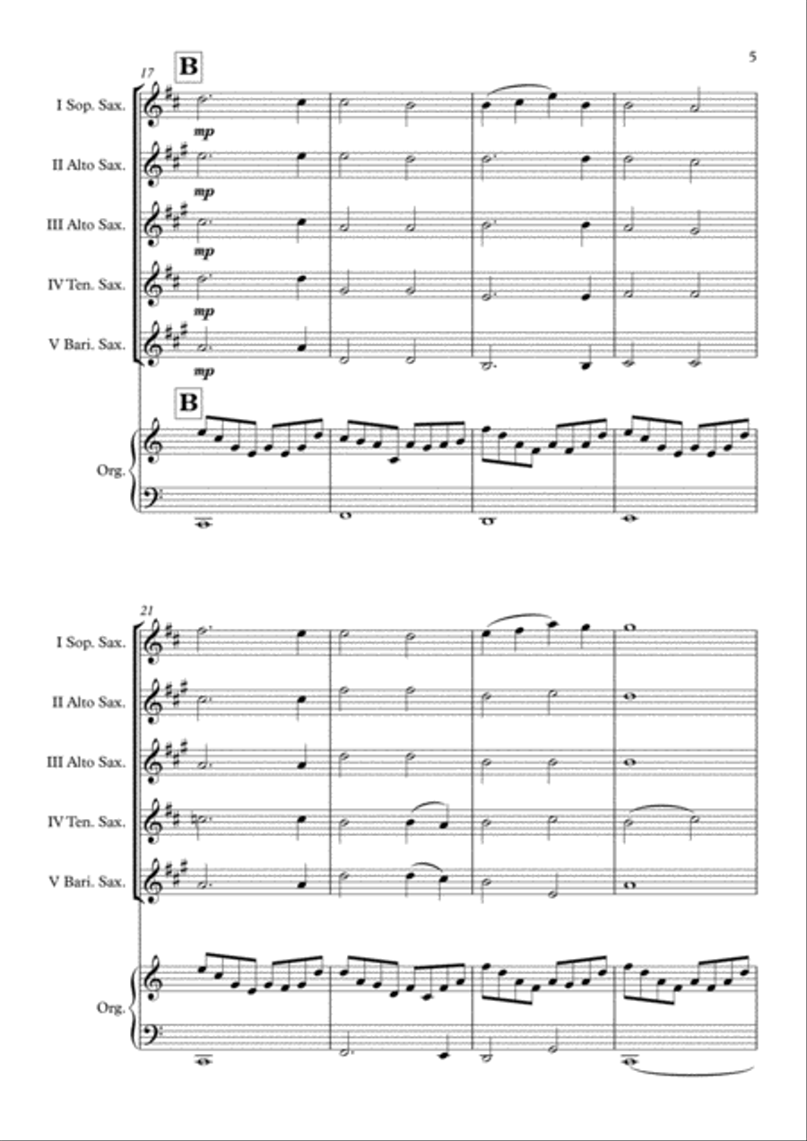 Mr. Bean Animated Series Theme Saxophone Quintet scores gallery preview page 6