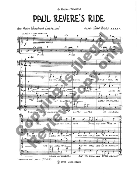 Paul Revere's Ride (Full/Choral Score) image number null