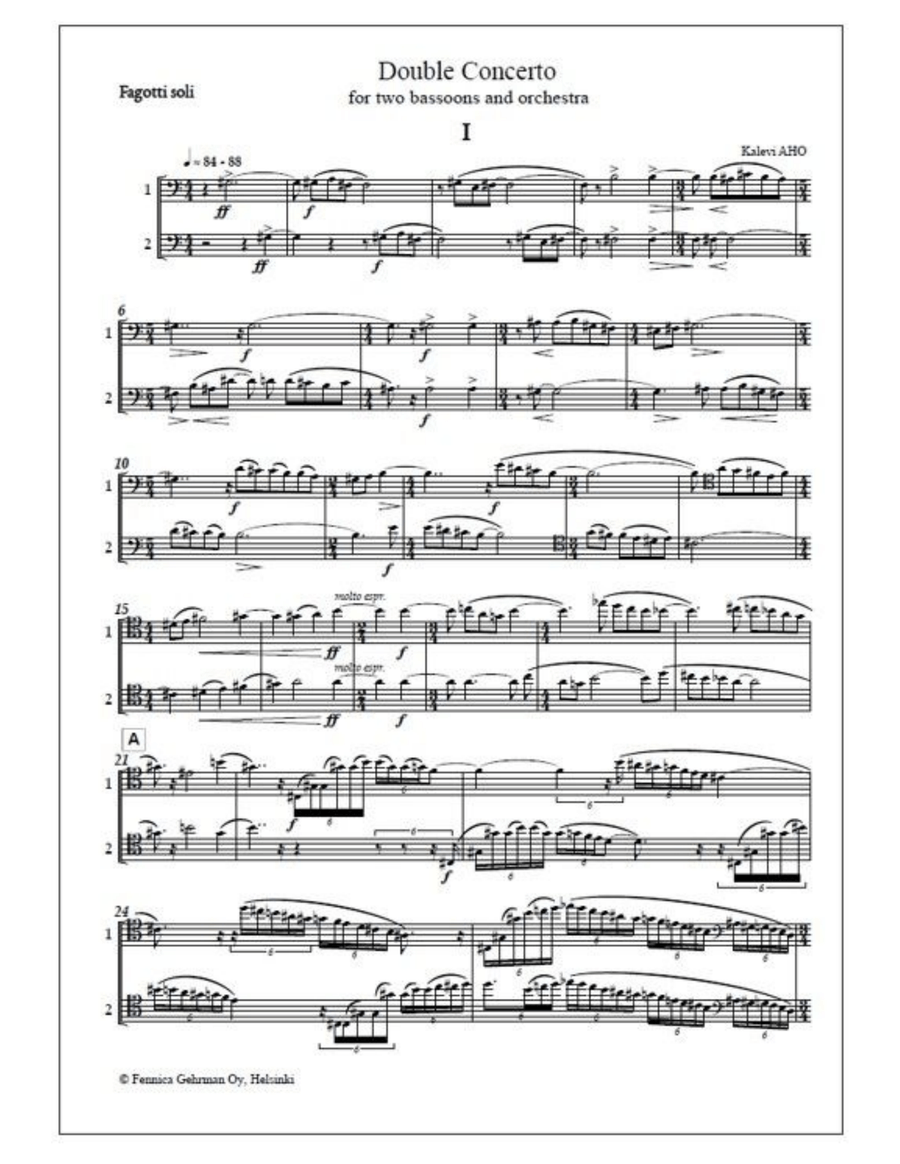 Double concerto for two bassoons and orchestra - Solo part Bassoon Solo scores gallery preview page 2