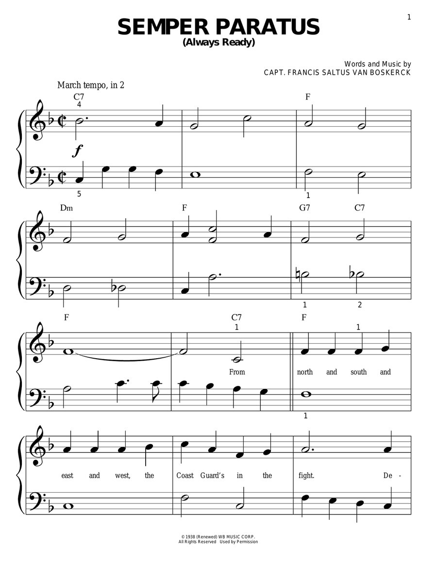 Semper Paratus Easy Piano scores gallery preview page 1