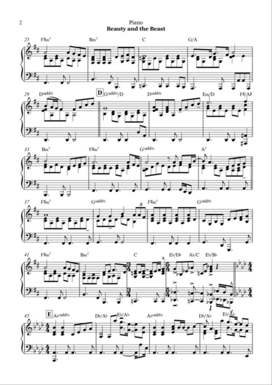 Beauty And The Beast Piano Solo scores gallery preview page 2