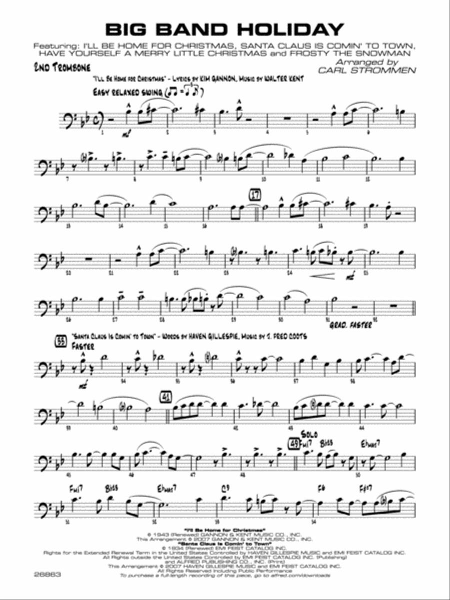 Big Band Holiday: 2nd Trombone Jazz Ensemble scores gallery preview page 1