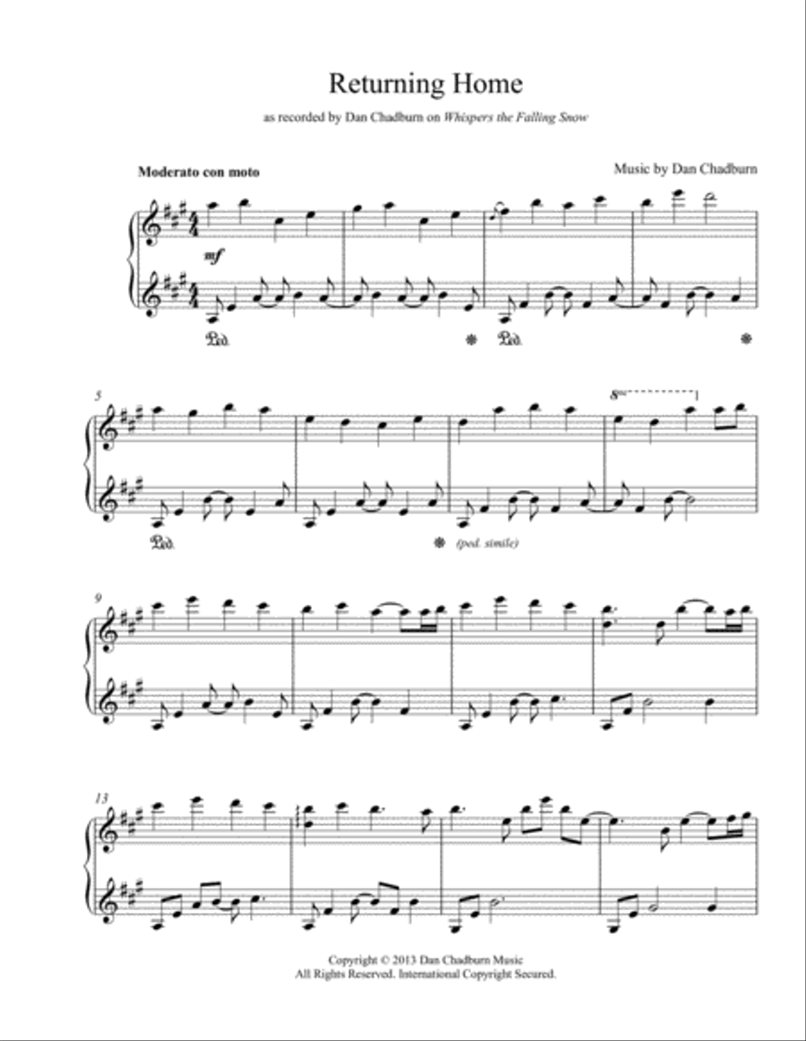 Returning Home Piano Solo scores gallery preview page 1