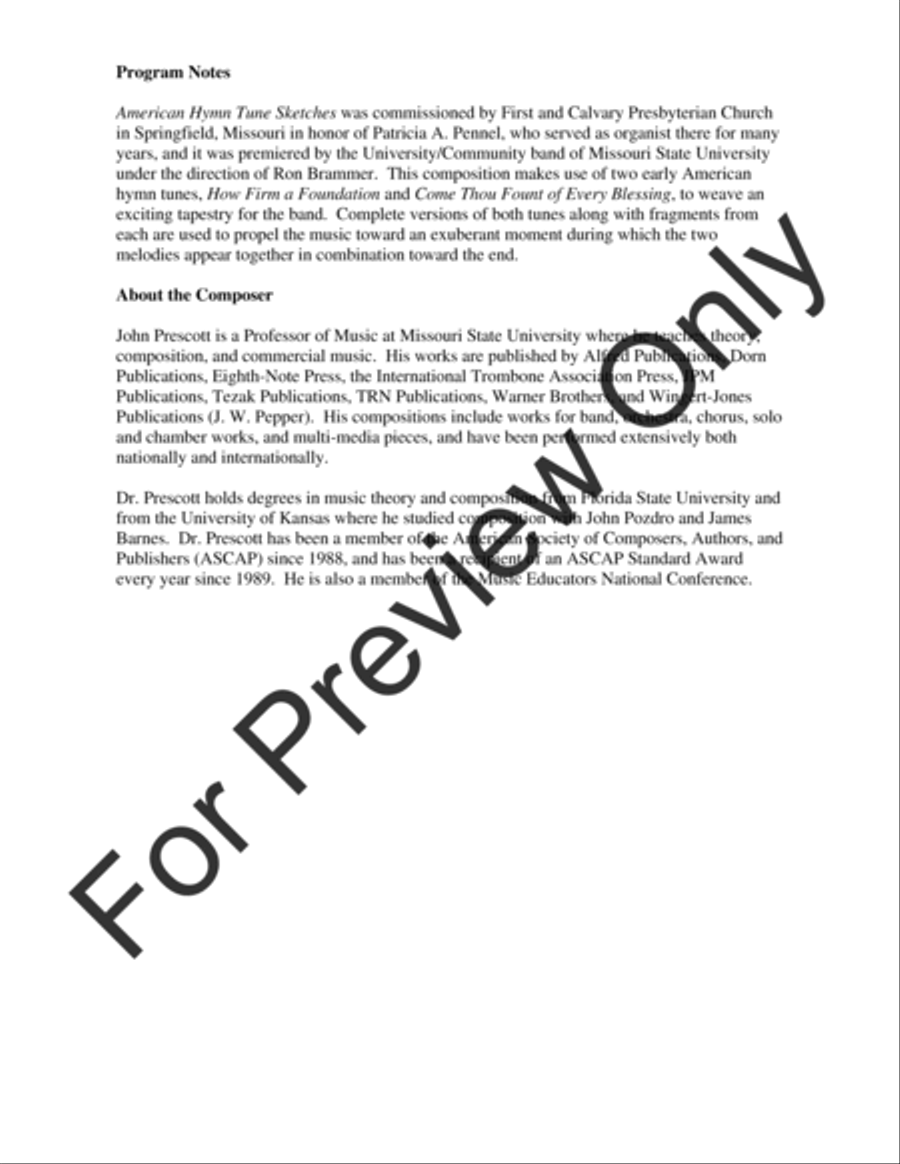 American Hymn Tune Sketches Concert Band scores gallery preview page 3