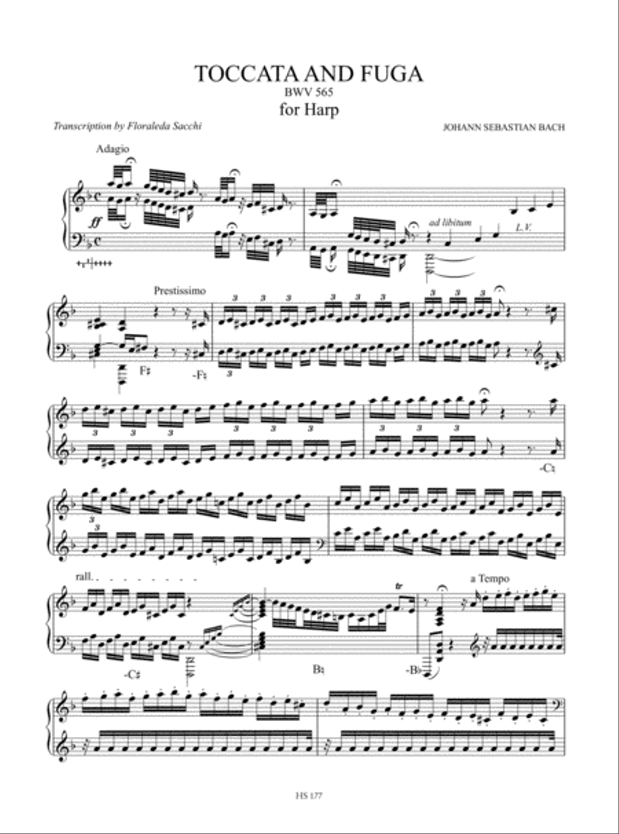 Toccata con Fuga in D Minor BWV 565 for Harp Harp scores gallery preview page 2