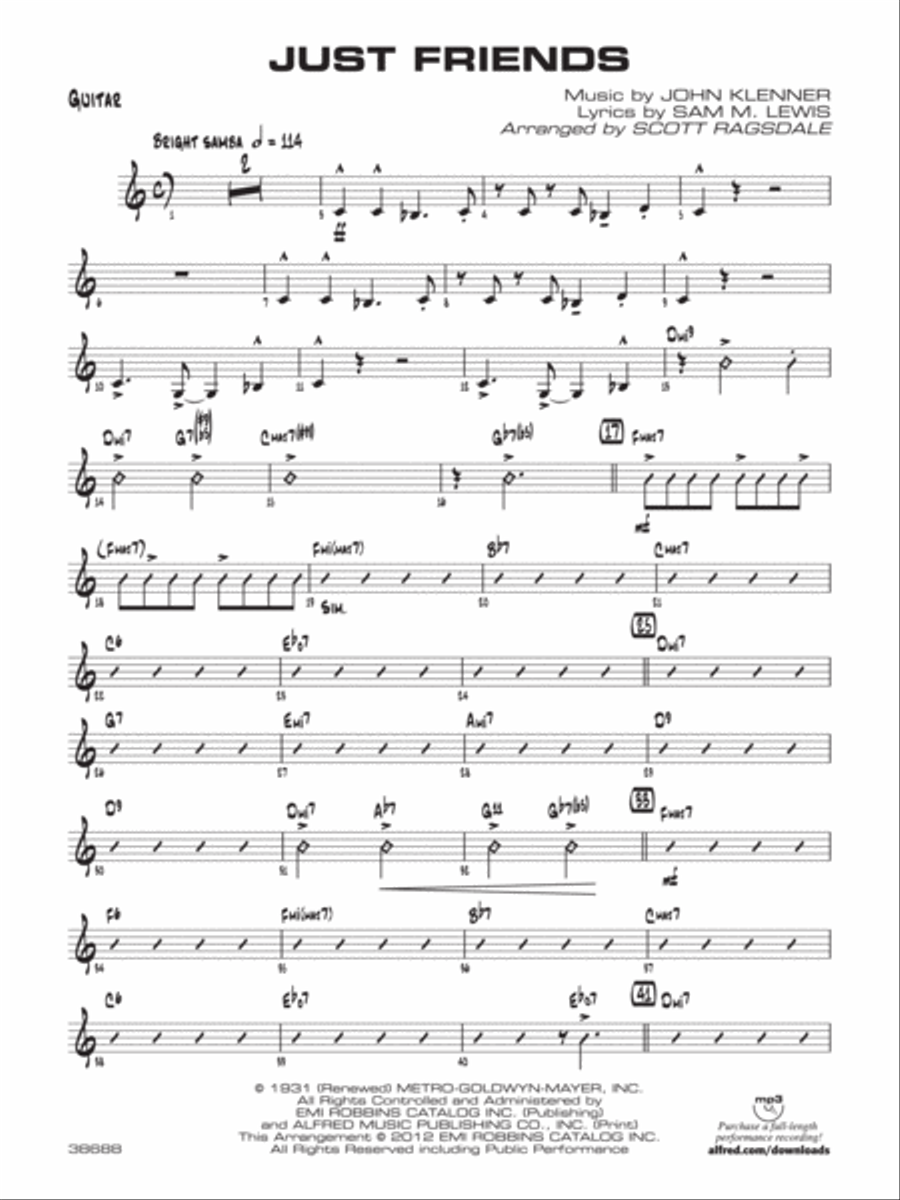 Just Friends: Guitar Jazz Ensemble scores gallery preview page 1