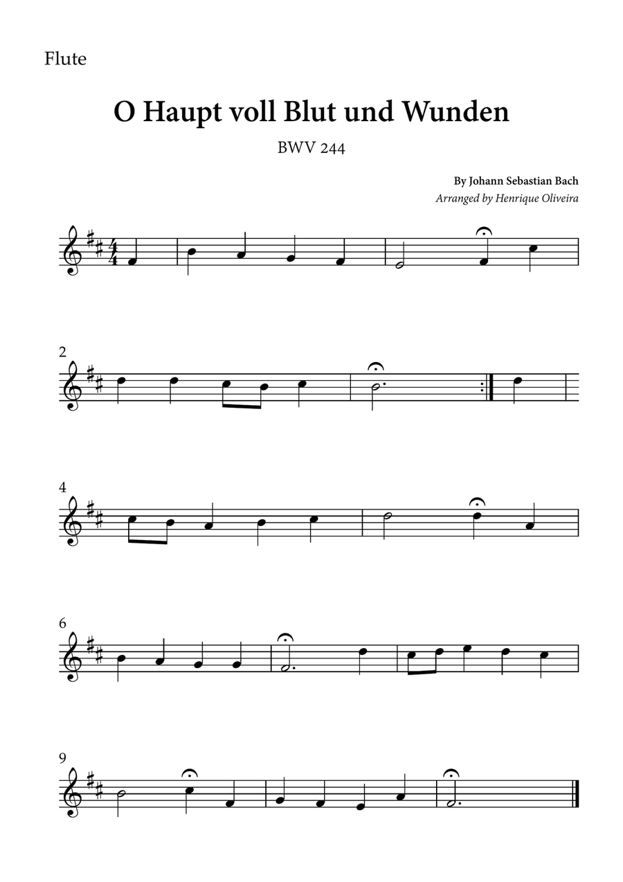 O Haupt voll Blut und Wunden (Flute and Clarinet) - Johann Sebastian Bach Woodwind Duet scores gallery preview page 2