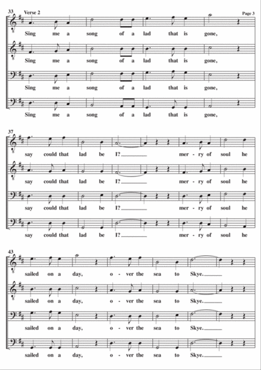 Skye Boat Song A Cappella TTBB TTBB scores gallery preview page 3