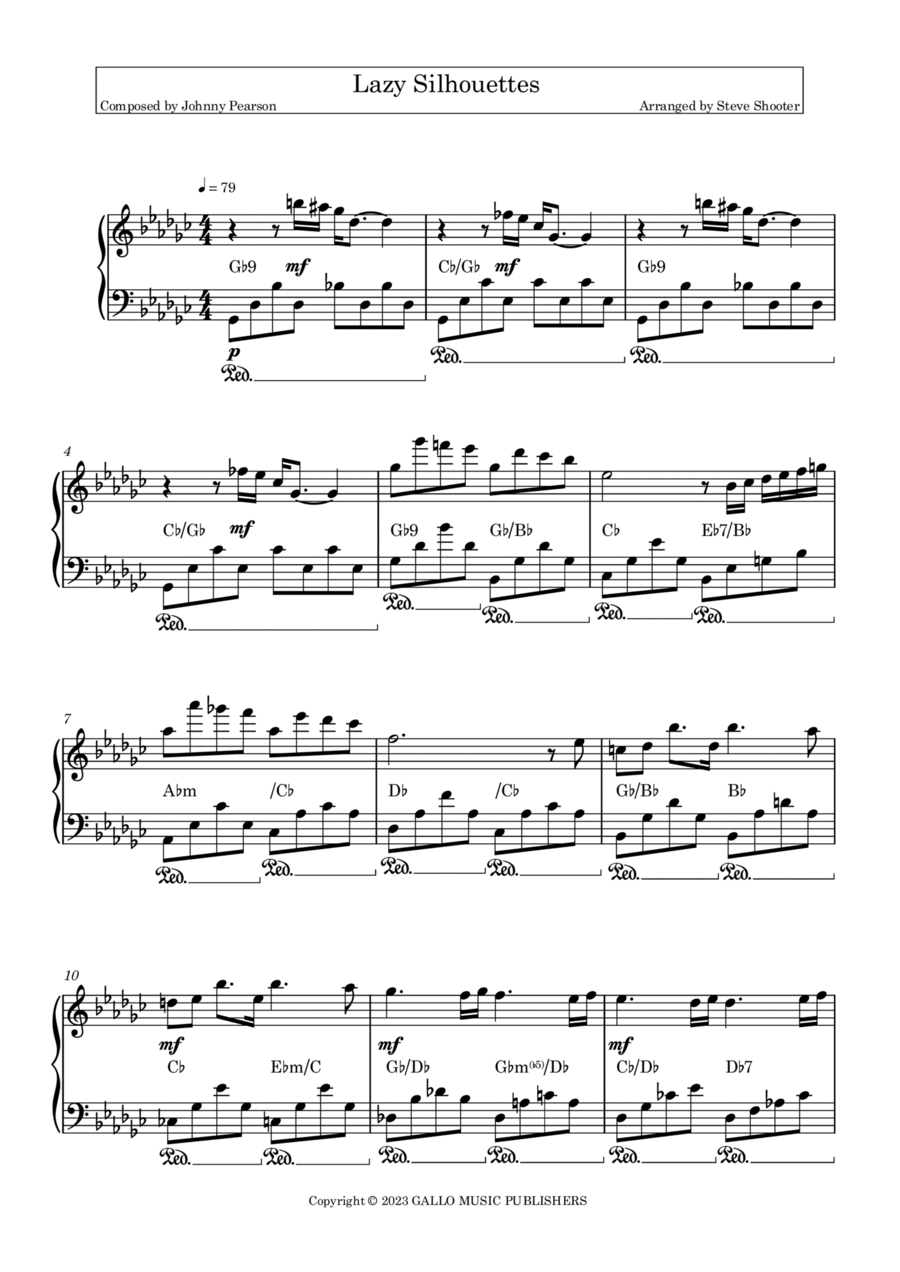 Lazy Silhouettes Piano Solo scores gallery preview page 1