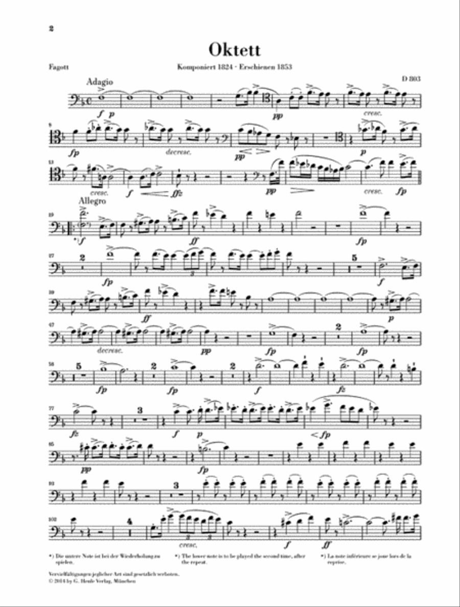Octet in F Major D 803 Set of Parts scores gallery preview page 9