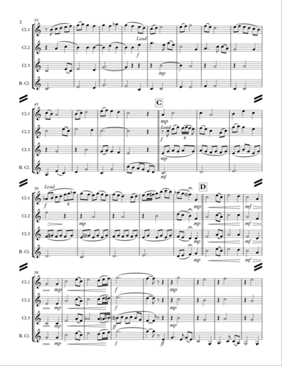Amazing Grace! How Sweet the Sound (for Clarinet Quartet) Clarinet Quartet scores gallery preview page 3