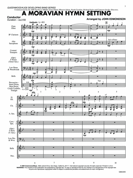 A Moravian Hymn Setting - Score