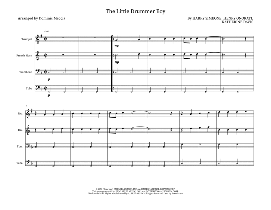 The Little Drummer Boy Small Ensemble scores gallery preview page 1