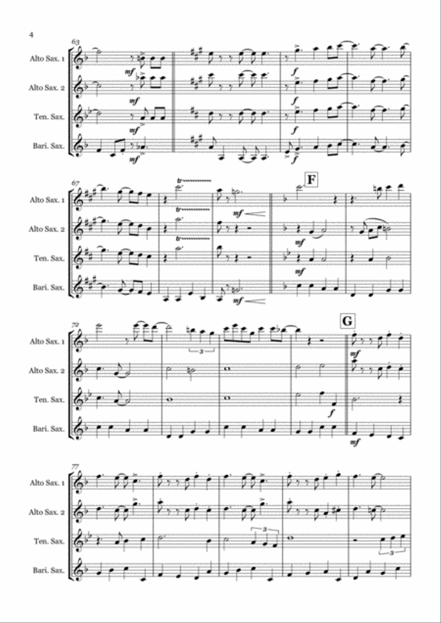 Beyond The Sea Saxophone Quartet scores gallery preview page 4