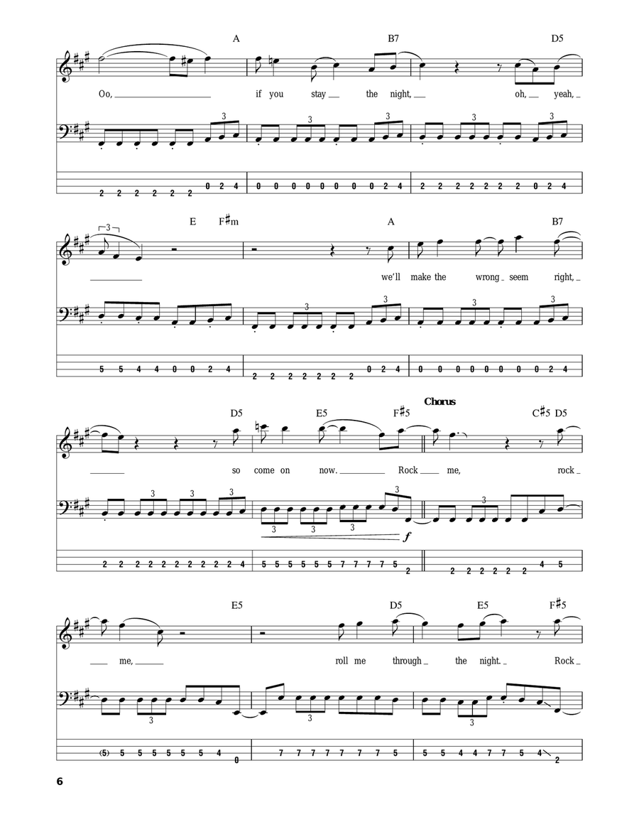 Rock Me Rock Me Bass Guitar Tablature scores gallery preview page 6