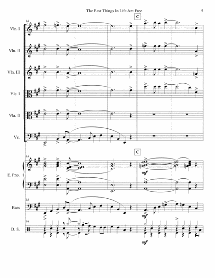 The Best Things In Life Are Free Set of Parts scores gallery preview page 5