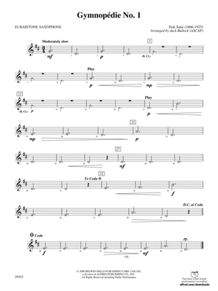 Book cover for Gymnopedie No. 1: E-flat Baritone Saxophone