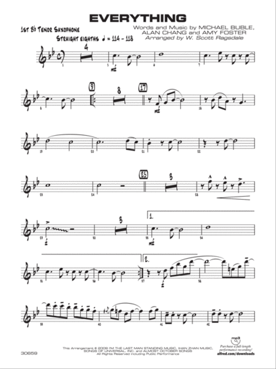 Everything: B-flat Tenor Saxophone Jazz Ensemble scores gallery preview page 1