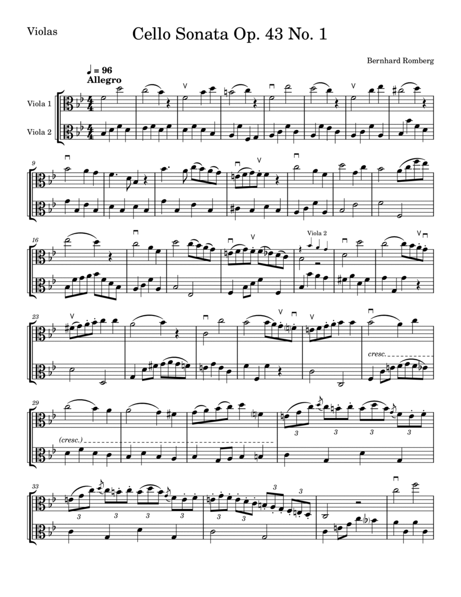 Cello Sonata Op. 43 No. 1 String Duet scores gallery preview page 1