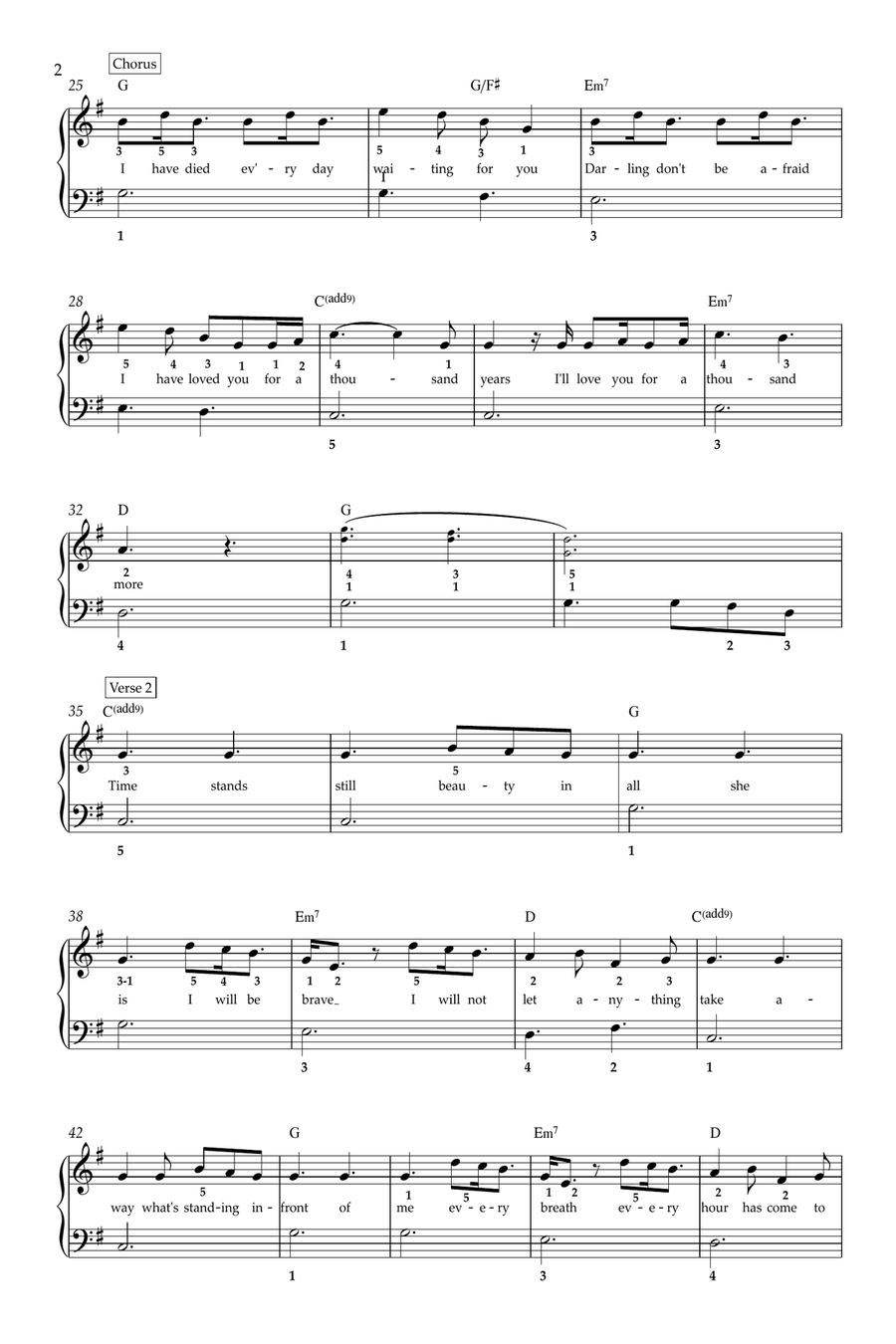 A Thousand Years Easy Piano scores gallery preview page 2