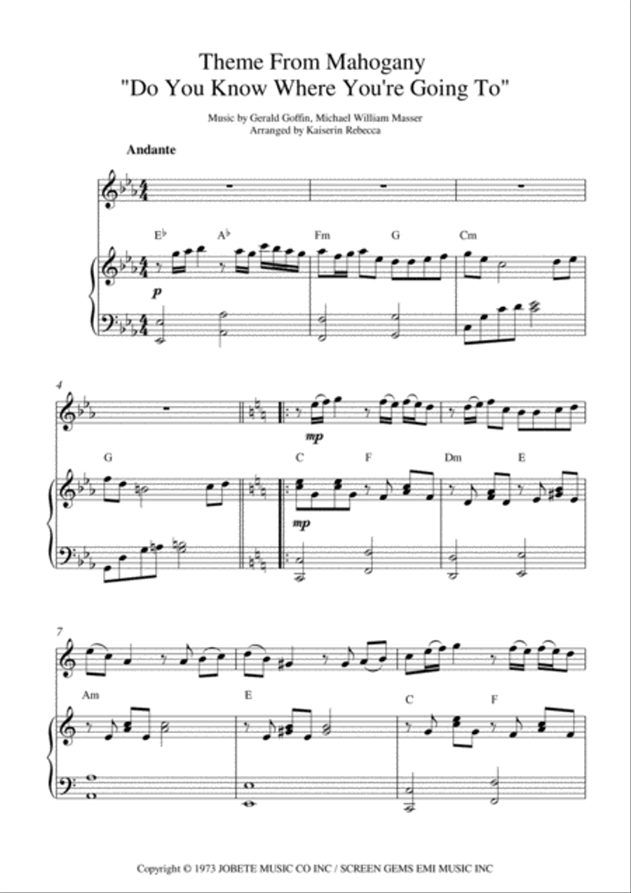 Do You Know Where You're Going To? Violin Solo scores gallery preview page 1
