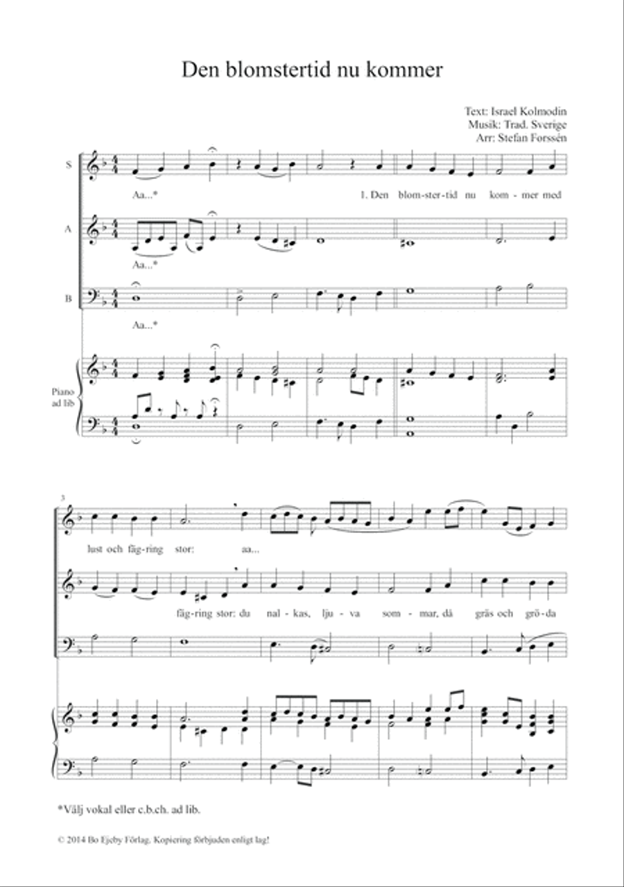 Den blomstertid nu kommer 3-Part scores gallery preview page 2